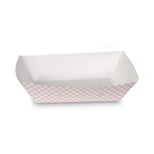 Kant Leek Clay-Coated Paper Food Tray, 5 lb Capacity, 9.3 x 6.1 x 2.1, Red Plaid, 500/Carton-(DXERP500)