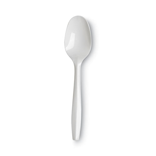 Plastic Cutlery, Mediumweight Teaspoons, White, 1,000/Carton-(DXEPTM21)