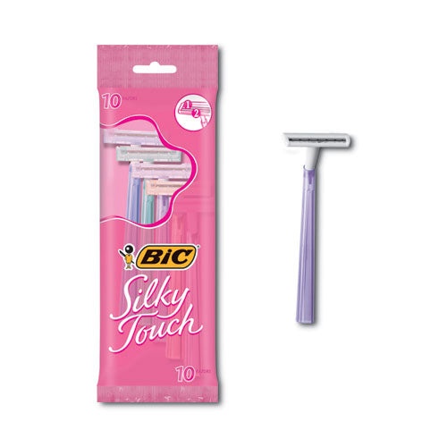 Silky Touch Womens Disposable Razor, 2 Blades, Assorted Colors, 10/Pack-(BICSTWP101)
