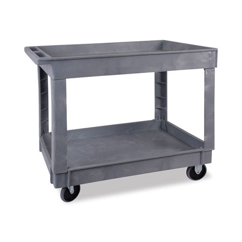 Two-Shelf Utility Cart, Plastic, 2 Shelves, 300 lb Capacity, 24" x 40" x 31.5", Gray-(BWK4024UCGRA)