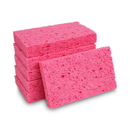 Small Cellulose Sponge, 3.6 x 6.5, 0.9" Thick, Pink, 2/Pack, 24 Packs/Carton-(BWKCS1A)