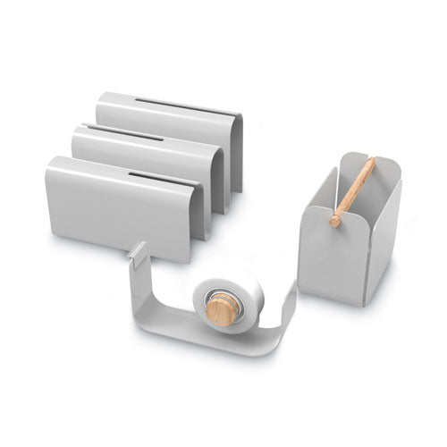 Arc Desktop Organization Kit, Letter Sorter/Tape Dispenser/Utility Cup, Metal, Gray-(UBR3535A0001)