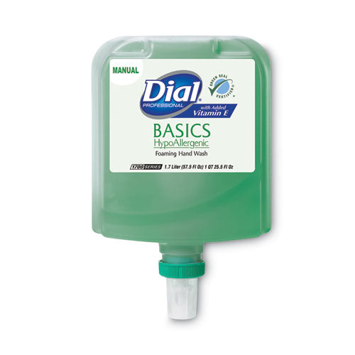 Basics Hypoallergenic Foaming Hand Wash Refill for Dial 1700 Dispenser, Honeysuckle, with Vitamin E, 1.7 L, 3/Carton-(DIA32493)
