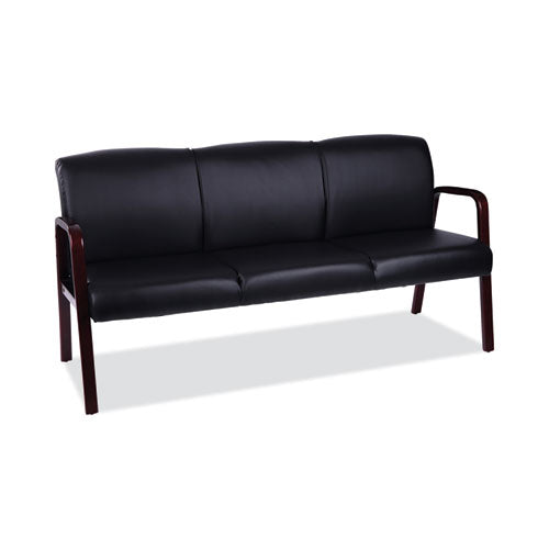 Alera Reception Lounge WL 3-Seat Sofa, 65.75w x 26d.13 x 33h, Black/Mahogany-(ALERL2319M)