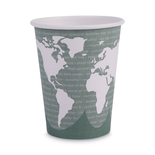 World Art Renewable and Compostable Hot Cups, 12 oz, Gray, 50/Pack-(ECOEPBHC12WAPK)