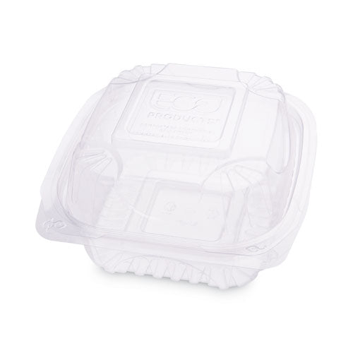 Clear Clamshell Hinged Food Containers, 6 x 6 x 3, Plastic, 80/Pack, 3 Packs/Carton-(ECOEPLC6)