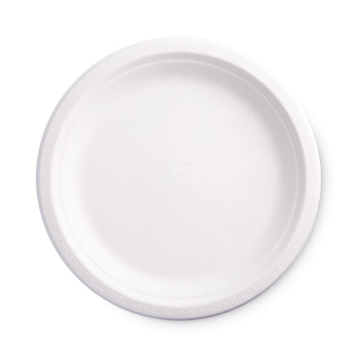 Renewable Sugarcane Plates, 9" dia, Natural White, 50/Packs-(ECOEPP013PK)