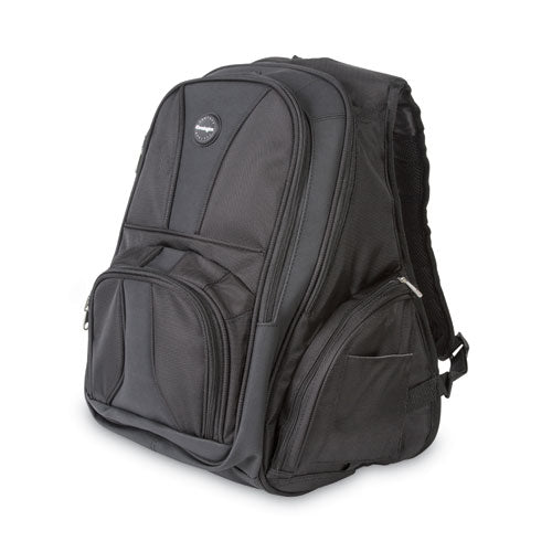 Contour Laptop Backpack, Fits Devices Up to 17", Ballistic Nylon, 15.75 x 9 x 19.5, Black-(KMW62238)