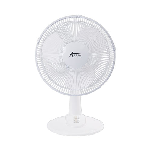 12" 3-Speed Oscillating Desk Fan, Plastic, White-(ALEFAN122W)