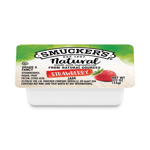 Smuckers 1/2 Ounce Natural Jam, 0.5 oz Container, Strawberry, 200/Carton-(SMU8201)