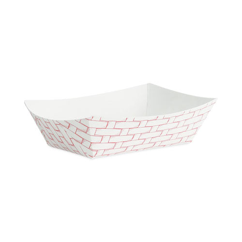 Paper Food Baskets, 0.5 lb Capacity, Red/White, 1,000/Carton-(BWK30LAG050)