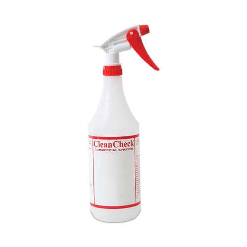 Trigger Spray Bottle, 32 oz, Clear/Red, HDPE, 3/Pack-(BWK03010)