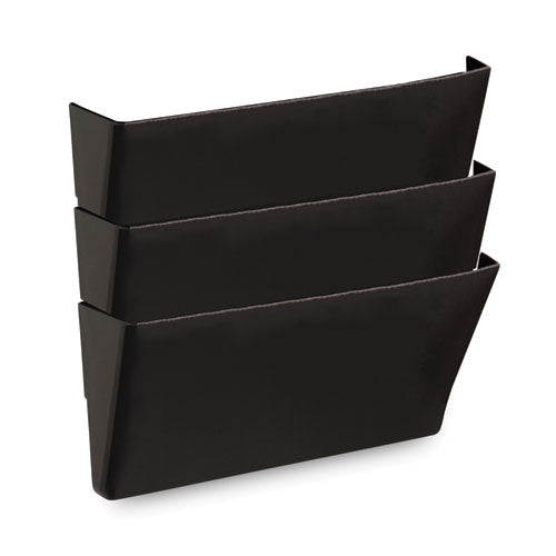 Wall File Pockets, 3 Sections, Letter Size,13" x 4.13" x 14.5", Black, 3/Pack-(UNV08121)