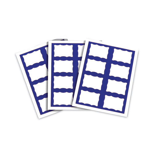 Laser Printer Name Badges, 3 3/8 x 2 1/3, White/Blue, 200/Box-(CLI92365)