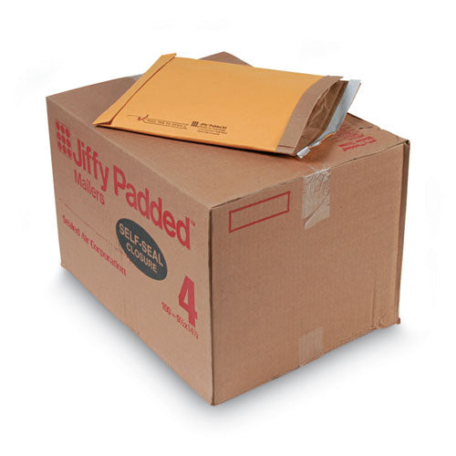 Jiffy Padded Mailer, #4, Paper Padding, Self-Adhesive Closure, 9.5 x 14.5, Natural Kraft, 100/Carton-(SEL67320)