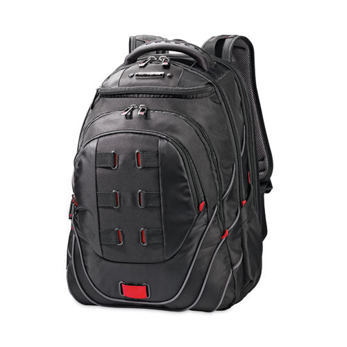 Tectonic PFT Backpack, Fits Devices Up to 17", Ballistic Nylon, 13 x 9 x 19, Black/Red-(SML515311073)