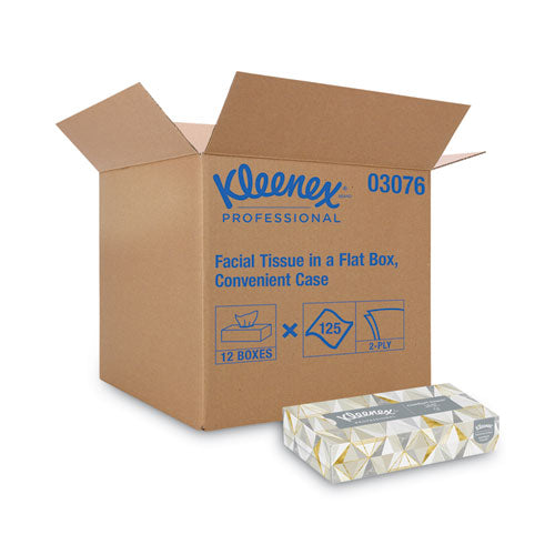 White Facial Tissue for Business, 2-Ply, 125 Sheets/Box, 12 Boxes/Carton-(KCC03076)