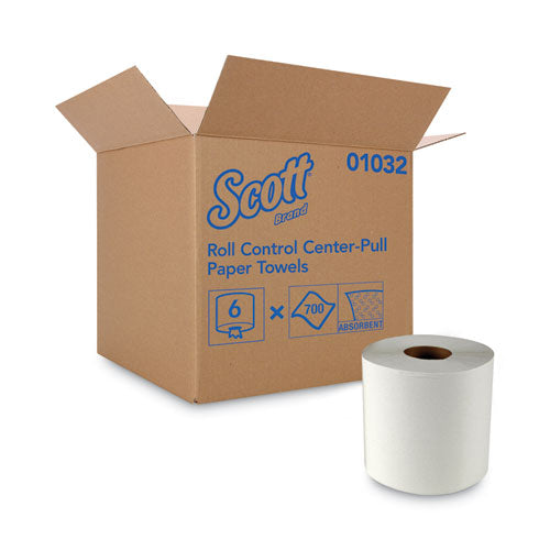 Essential Roll Control Center-Pull Towels, 1-Ply, 8 x 12, White, 700/Roll, 6 Rolls/Carton-(KCC01032)