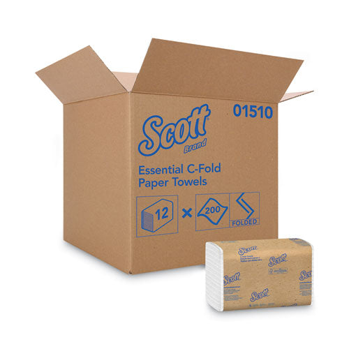 Essential C-Fold Towels for Business, Absorbency Pockets, 1-Ply, 10.13 x 13.15, White, 200/Pack, 12 Packs/Carton-(KCC01510)