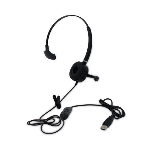 HS-WD-USB-1 Monaural Over The Head Headset, Black-(SPTHSWDUSB1)