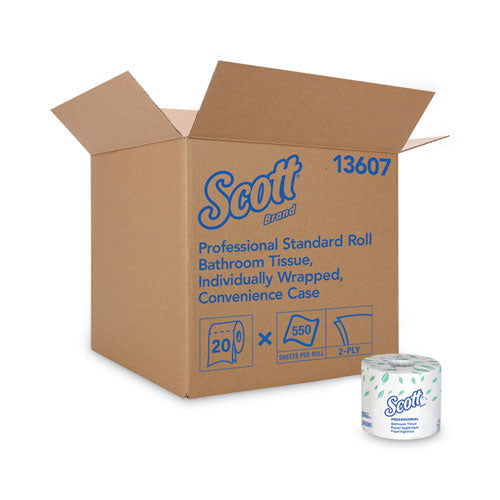 Essential Standard Roll Bathroom Tissue for Business, Septic Safe, Convenience Carton, 2-Ply, White, 550/Roll, 20 Rolls/CT-(KCC13607)