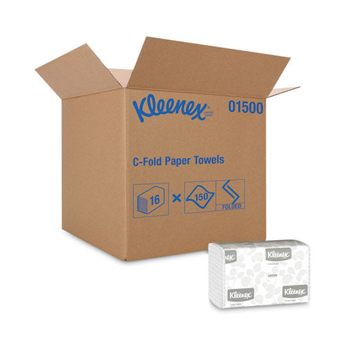 C-Fold Paper Towels, 1-Ply, 10.13 x 13.15, White, 150/Pack, 16 Packs/Carton-(KCC01500)