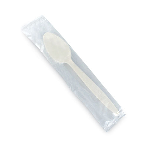 Individually Wrapped Heavyweight PLA Spoons, Beige, 500/Carton-(DFDPME11310)
