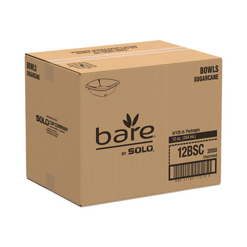 Bare Eco-Forward Sugarcane Dinnerware, Bowl, 12 oz, Ivory, 125/Pack, 8 Packs/Carton-(SCC12BSC)