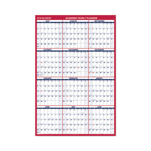 Academic Erasable Reversible Extra Large Wall Calendar, 48 x 32, White/Blue/Red, 12 Month (July to June): 2022 to 2023-(AAGPM36AP28)