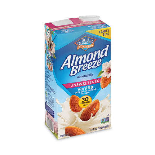 Almond Breeze Almond Milk, Unsweetened Vanilla, 64 oz Carton, 2/Pack, Ships in 1-3 Business Days-(GRR30700081)