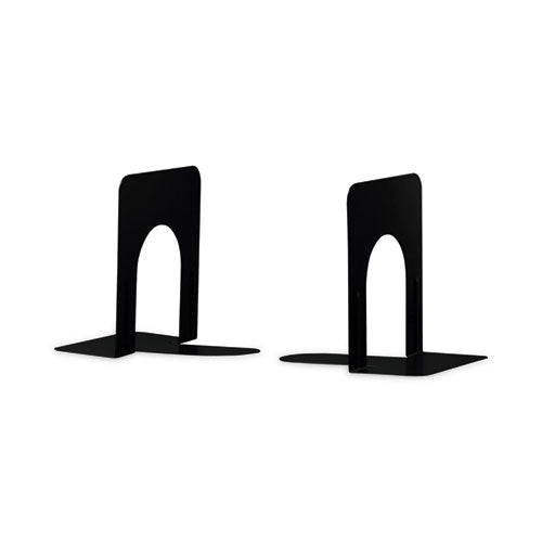 Economy Bookends, Standard, 4.75 x 5.25 x 5, Heavy Gauge Steel, Black, 1 Pair-(UNV54051)