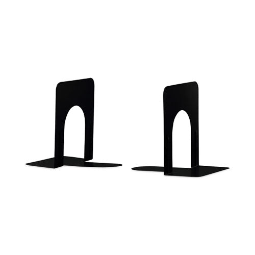 Economy Bookends, Nonskid, 4.75 x 5.25 x 5, Heavy Gauge Steel, Black, 1 Pair-(UNV54055)