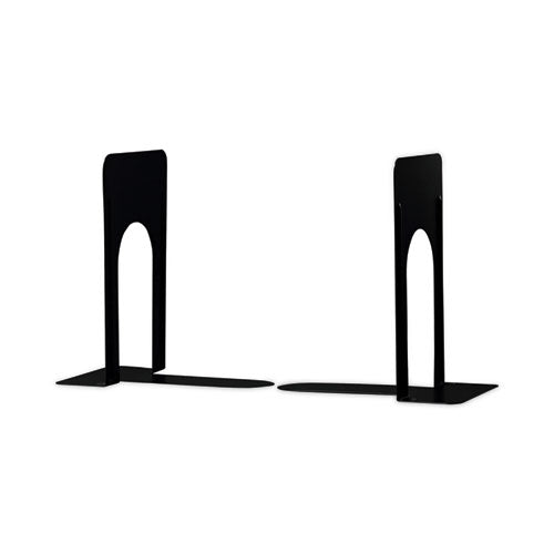 Economy Bookends, Nonskid, 5.88 x 8.25 x 9, Heavy Gauge Steel, Black, 1 Pair-(UNV54095)