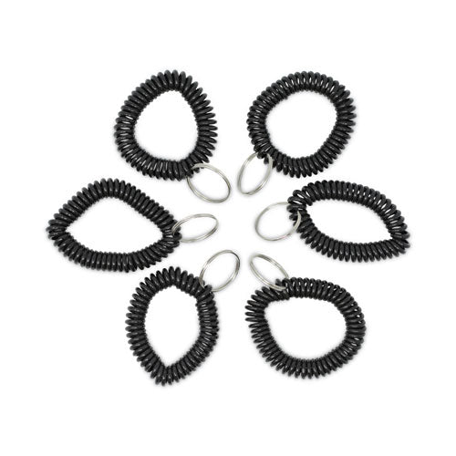 Wrist Coil Plus Key Ring, Plastic, Black, 6/Pack-(UNV56050)