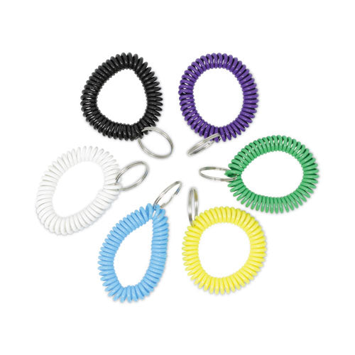 Wrist Coil Plus Key Ring, Plastic, Assorted Colors, 6/Pack-(UNV56051)