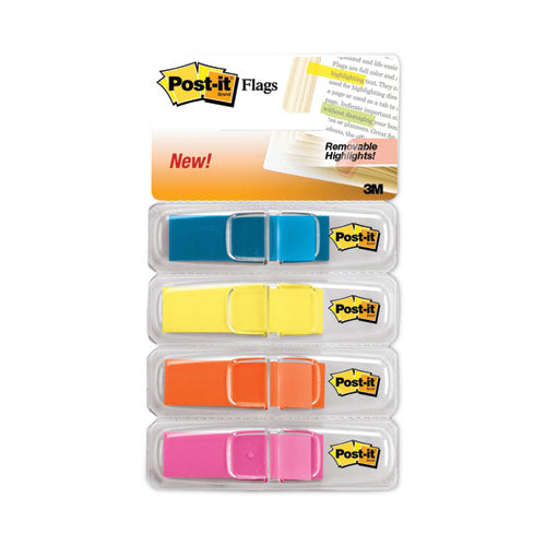 Highlighting Page Flags, 4 Bright Colors, 0.5 x 1.75, 35/Color, 4 Dispensers/Pack-(MMM6834ABX)