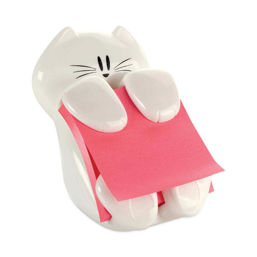Cat Notes Dispenser, For 3 x 3 Pads, White, Includes (2) Rio de Janeiro Super Sticky Pop-up Pad-(MMMCAT330)