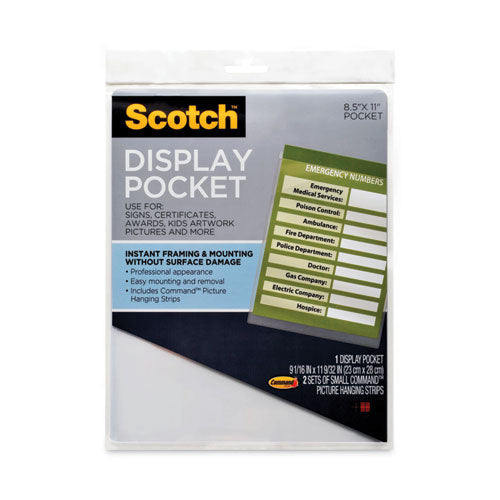 Display Pocket, Removable Interlocking Fasteners, Plastic, 8.5 x 11, Clear-(MMMWL854C)