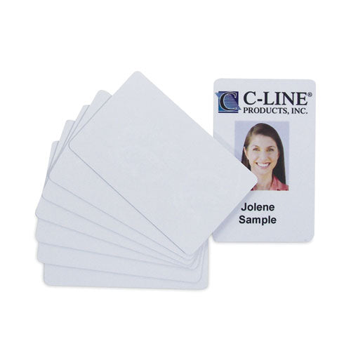 PVC ID Badge Card, 3.38 x 2.13, White, 100/Pack-(CLI89007)