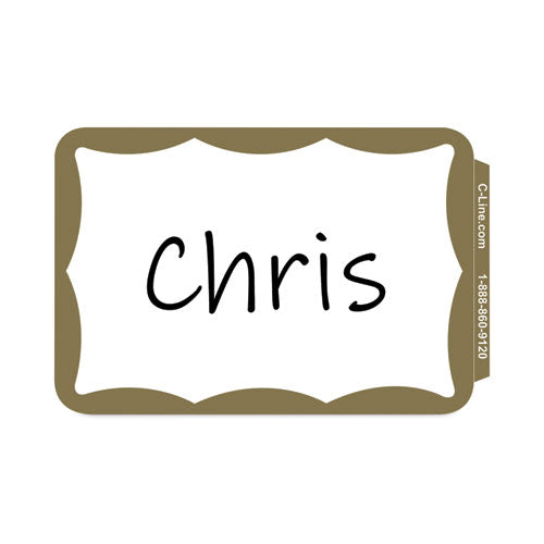 Self-Adhesive Name Badges, 3.5 x 2.25, Gold, 100/Box-(CLI92266)