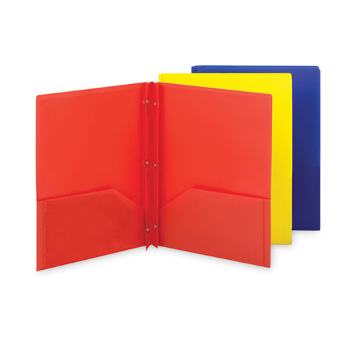 Poly Two-Pocket Folder with Fasteners, 130-Sheet Capacity, 11 x 8.5, Assorted, 6/Pack-(SMD87746)