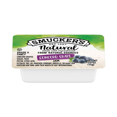 Smuckers 1/2 Ounce Natural Jam, 0.5 oz Container, Concord Grape, 200/Carton-(SMU8202)