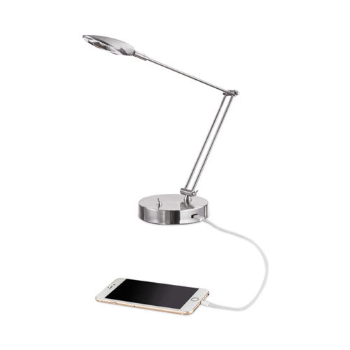 Adjustable LED Task Lamp with USB Port, 11w x 6.25d x 26h, Brushed Nickel-(ALELED900S)