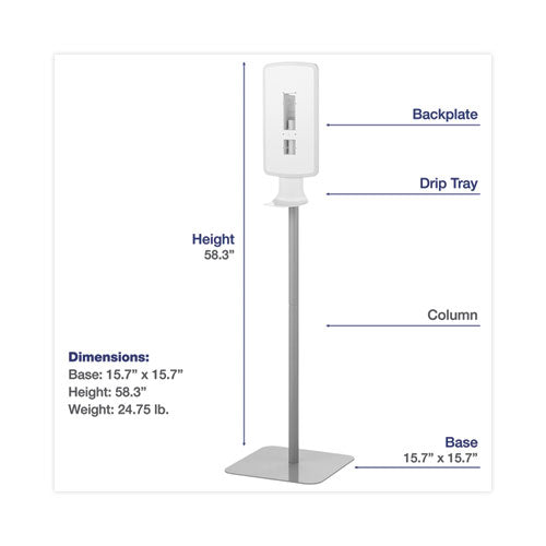 FIT Touch Free Dispenser Floor Stand, 15.7 x 15.7 x 58.3, White-(DIA09495EA)