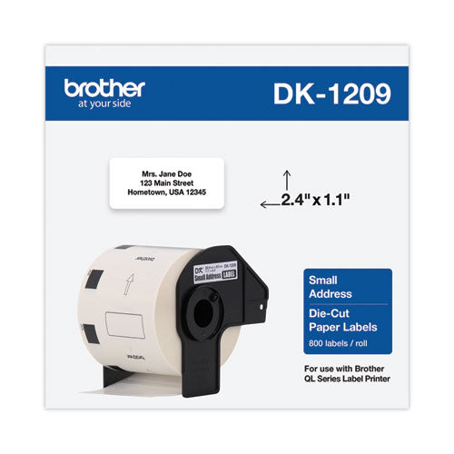 Die-Cut Address Labels, 1.1" x 2.4", White, 800 Labels/Roll-(BRTDK1209)