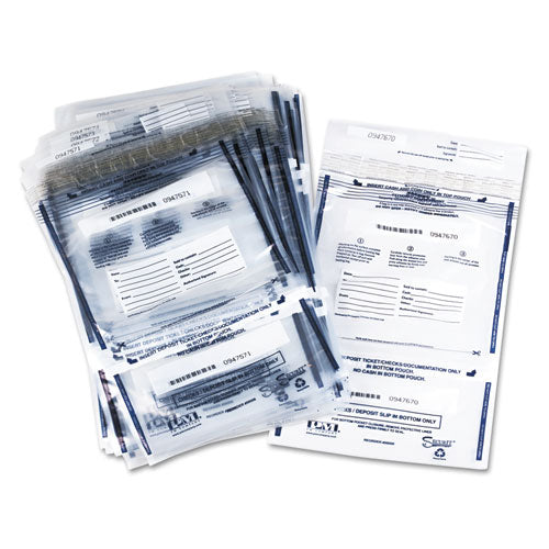 Clear Dual Deposit Bags, Tamper Evident, Plastic, 11 x 15, Clear, 100/Pack-(ICX94190071)