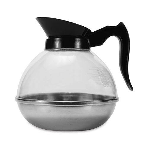 Unbreakable Regular Coffee Decanter, 12-Cup, Stainless Steel/Polycarbonate, Black Handle-(OGFCPU12)