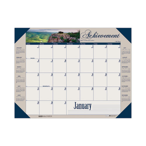 Earthscapes Recycled Monthly Desk Pad Calendar, Motivational Photos, 22 x 17, Blue Binding/Corners, 12-Month (Jan-Dec): 2023-(HOD175)