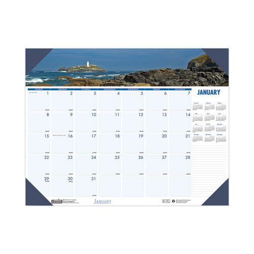 Earthscapes Recycled Monthly Desk Pad Calendar, Coastlines Photos, 18.5 x 13, Black Binding/Corners,12-Month (Jan-Dec): 2023-(HOD1786)