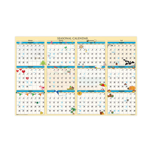 Recycled Seasonal Laminated Wall Calendar, Earthscapes Illustrated Seasons Artwork, 24 x 37, 12-Month (Jan to Dec): 2023-(HOD3983)
